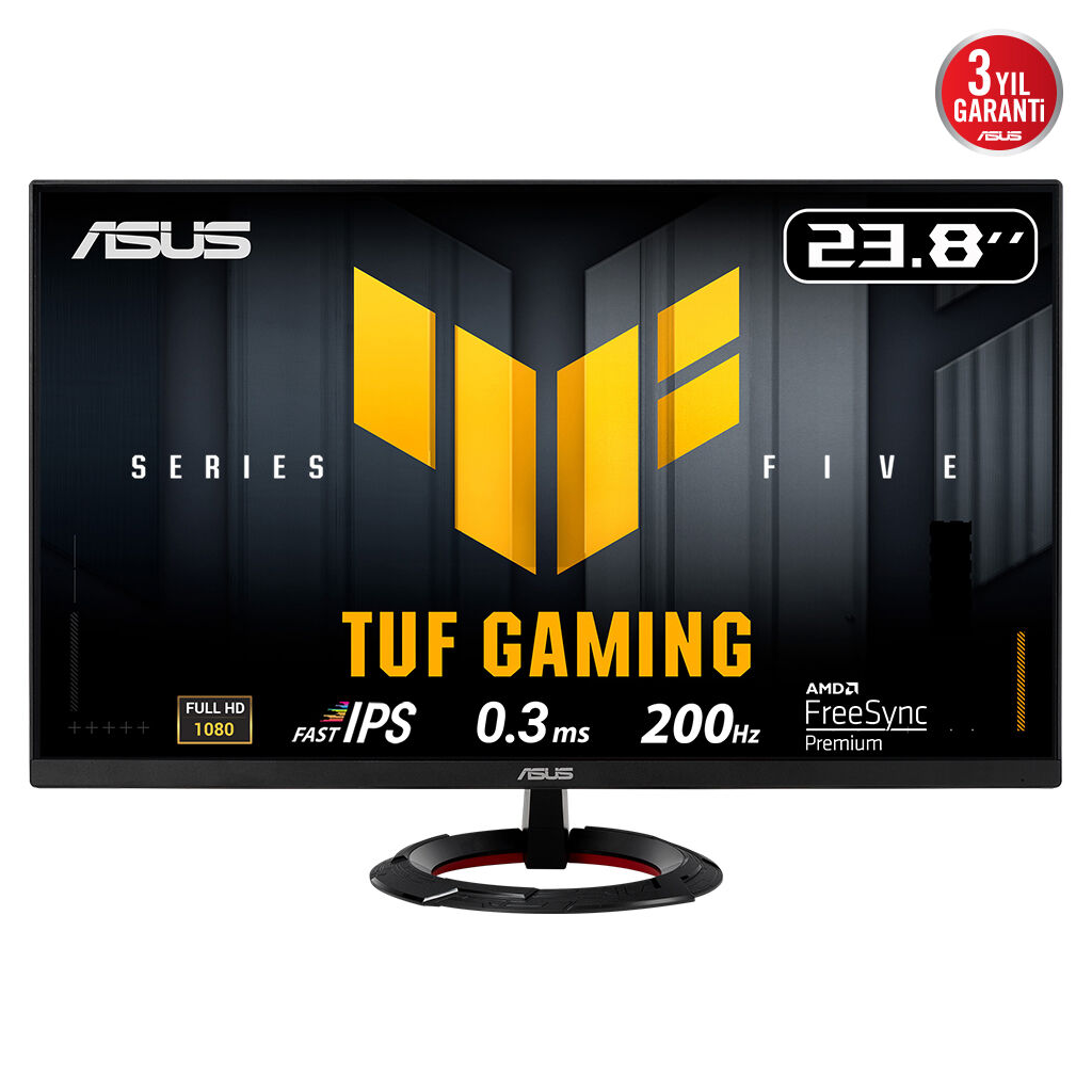 ASUS TUF GAMING VG249Q5R 23,8" 0.3ms, 200Hz, Full HD, DP, 2xHDMI, Hoparlör, Fast IPS LED, ELMB Sync Premium, GAMING Monitör