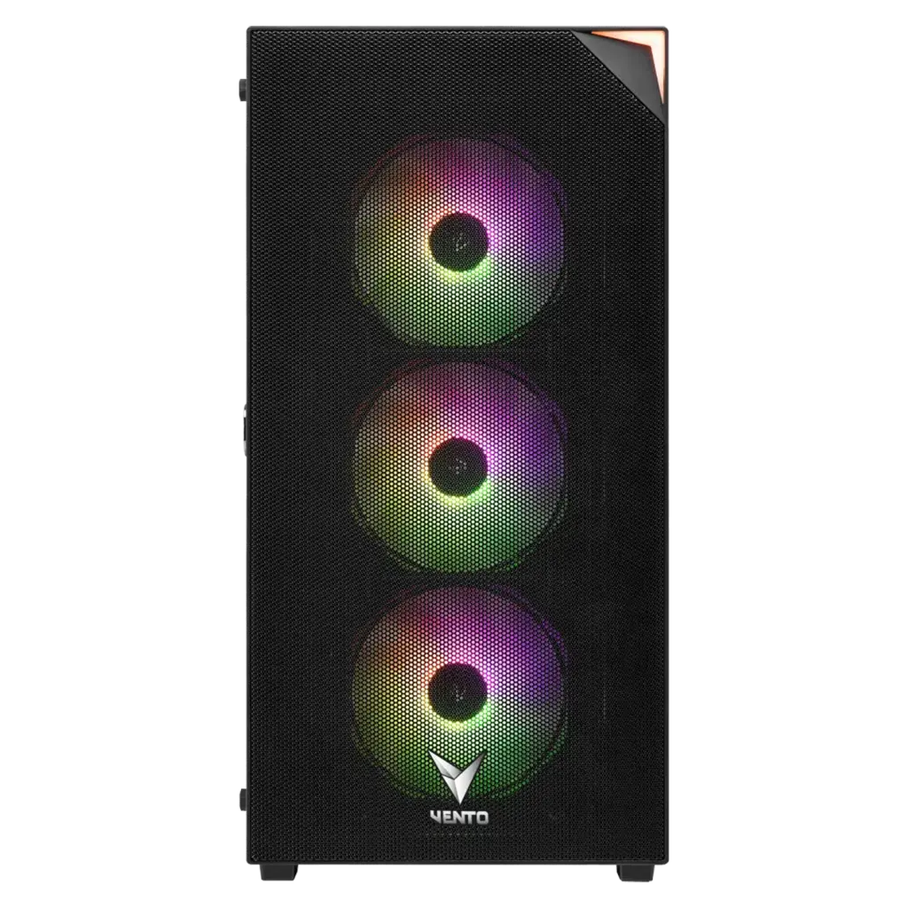 VENTO VG3400S Mid Tower, 650W 80+ Siyah, Temperli Cam, RGB, ATX GAMING KASA