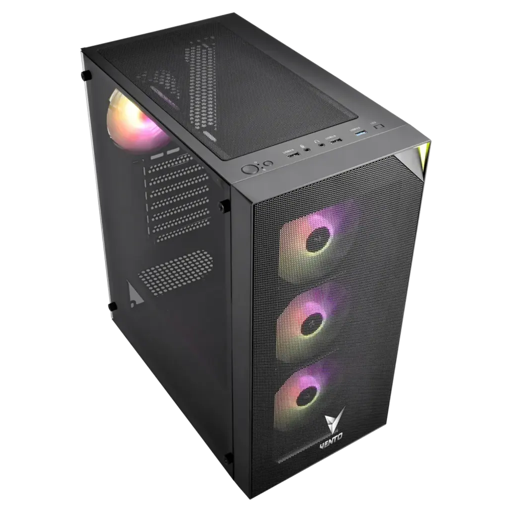 VENTO VG3400S Mid Tower, 650W 80+ Siyah, Temperli Cam, RGB, ATX GAMING KASA