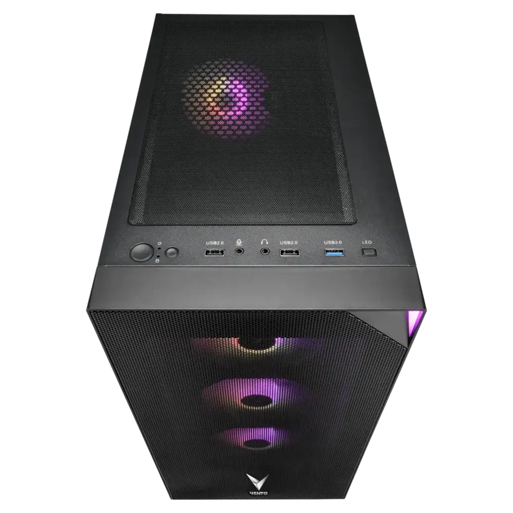 VENTO VG3400S Mid Tower, 650W 80+ Siyah, Temperli Cam, RGB, ATX GAMING KASA