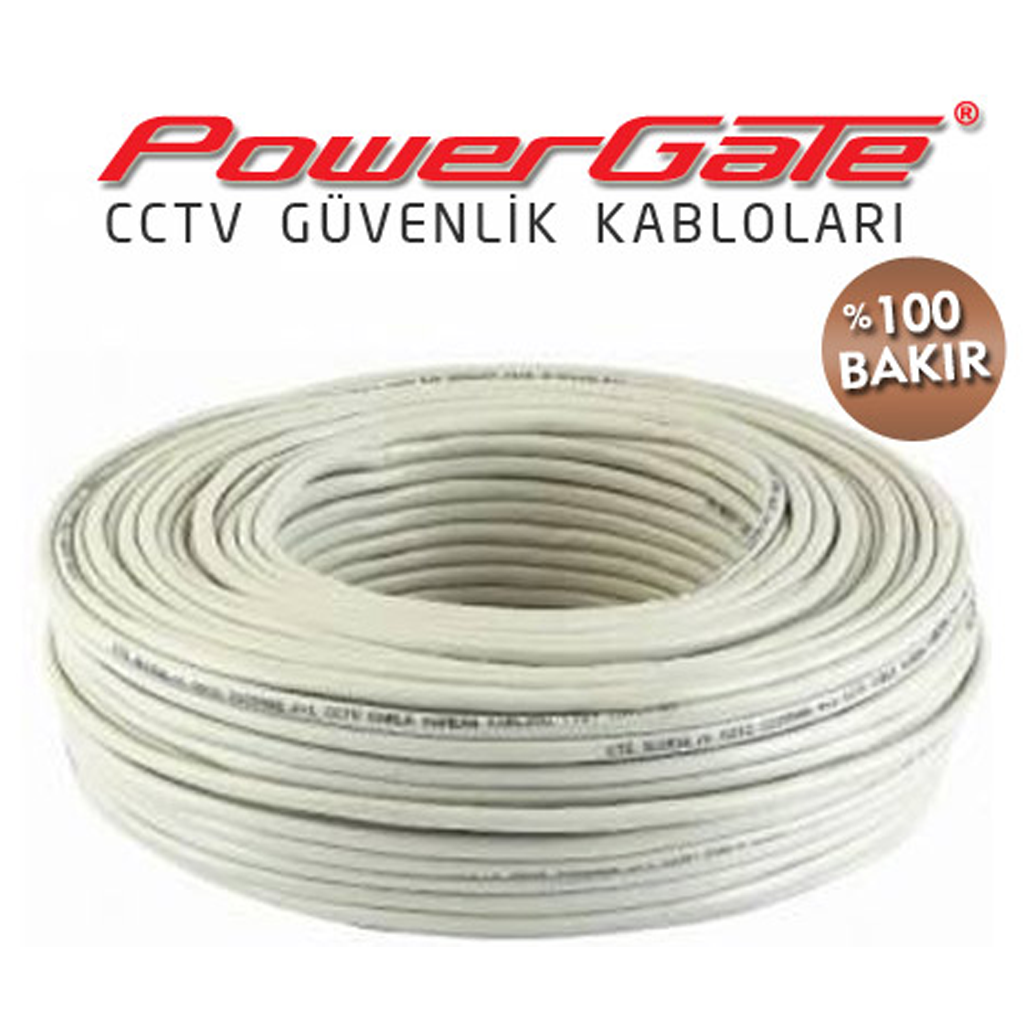 PowerGate VIA 122mt, 2+1 (2x0,22+0,22) %100 Bakır, CCTV Güvenlik Kablosu