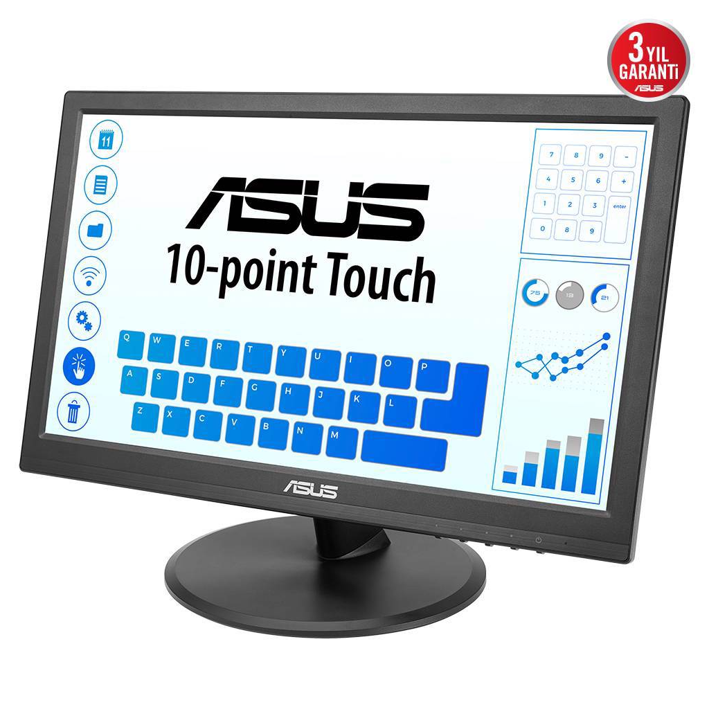 ASUS VT168HR 15.6&quot; 5ms, 60Hz, Dokunmatik, HDMI, D-Sub, Düşük Mavi Işık, FreeSync, TN Panel Monitör