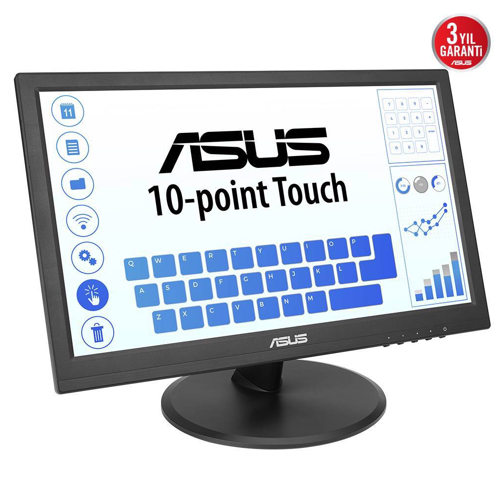 ASUS VT168HR 15.6&quot; 5ms, 60Hz, Dokunmatik, HDMI, D-Sub, Düşük Mavi Işık, FreeSync, TN Panel Monitör