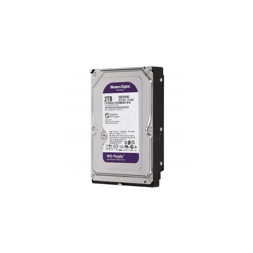 WD PURPLE, WD23PURZ,  3.5&quot;, 2TB, 256Mb, 5400 Rpm, 7/24 Güvenlik, HDD (Türkiye Distribütörü Garantili)