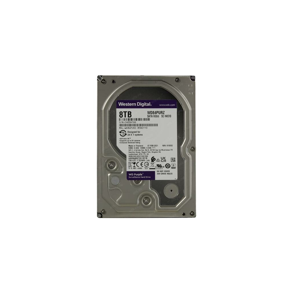 WD PURPLE, WD84PURZ, 3.5&quot;, 8TB, 128Mb, 5640 Rpm, 7/24 Güvenlik, HDD (Türkiye Distribütörü Garantili)