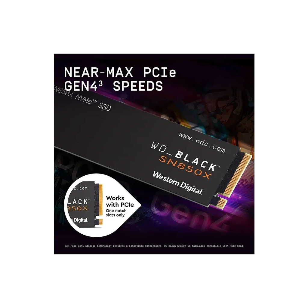 WD Black SN850X, WDS100T2X0E, 1TB, 7300/6300, Gen4,  NVMe PCIe M.2 2280,  SSD