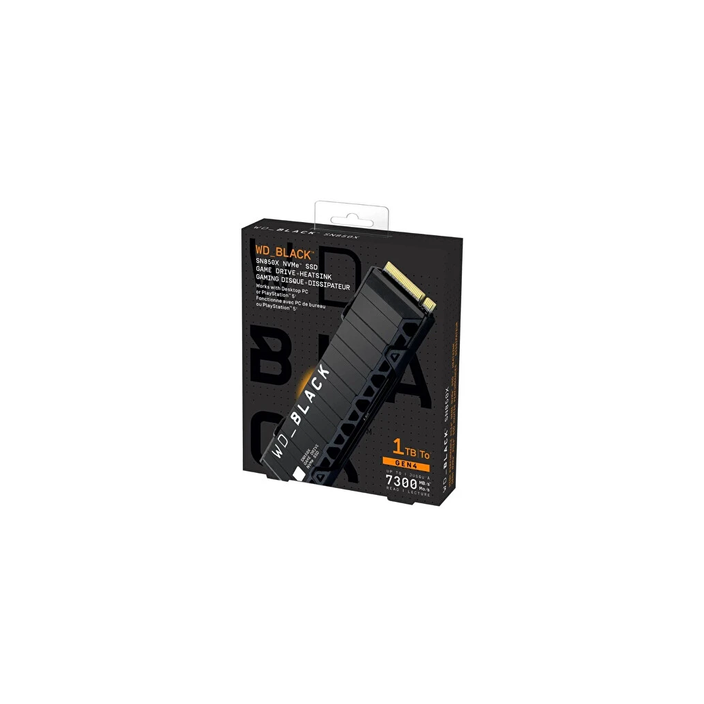 WD Black SN850X, WDS100T2XHE, 1TB, 7300/6600, Gen4, Soğutuculu, NVMe PCIe M.2 2280,  SSD