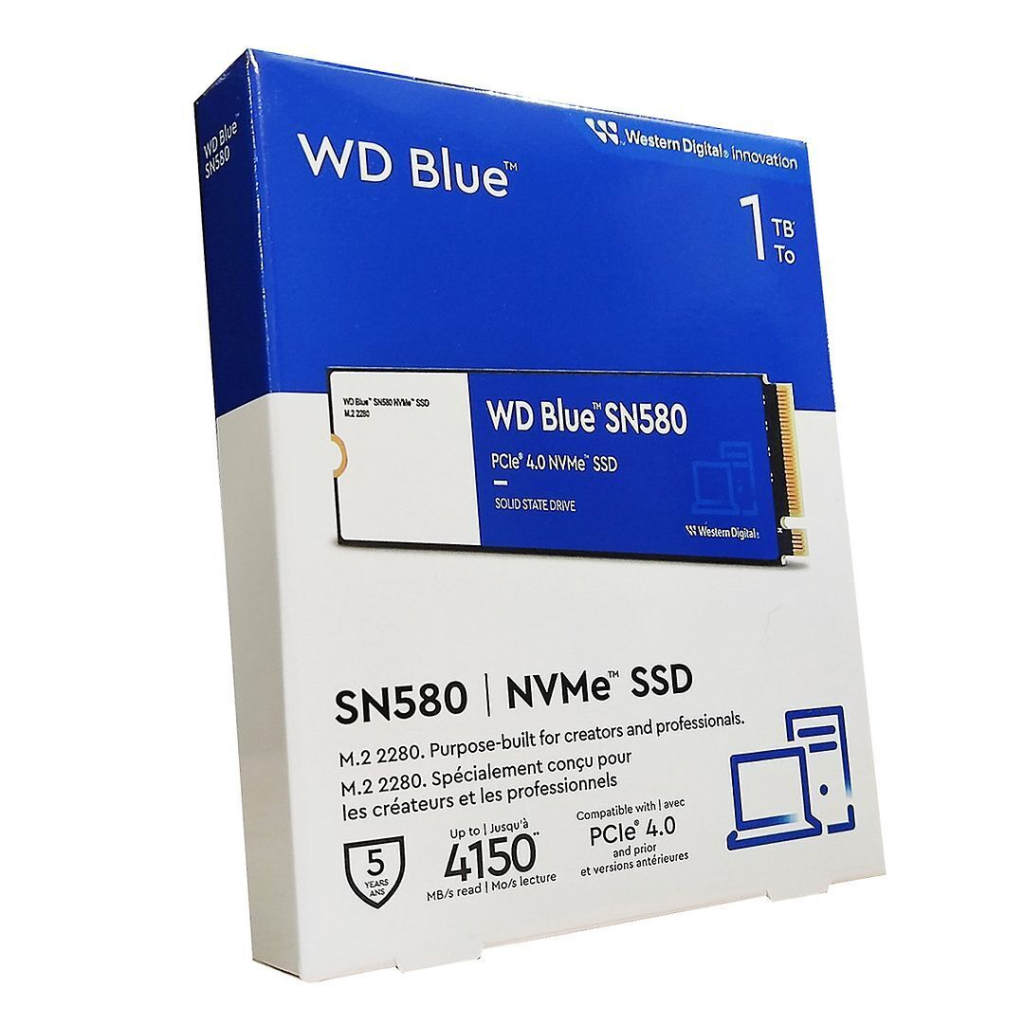 WD Blue SN580, WDS100T3B0E, 1TB, 4150/4150, Gen4, NVMe PCIe M.2 2280,  SSD