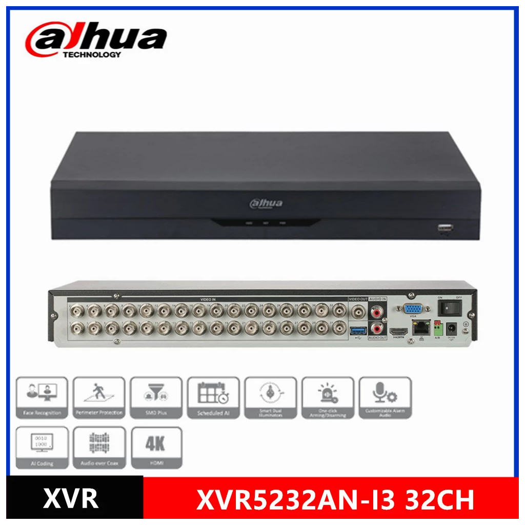 DAHUA XVR5232AN-I3, 32Kanal, 5Mpix, H265+, 2 HDD Desteği, 5in1 DVR Cihazı